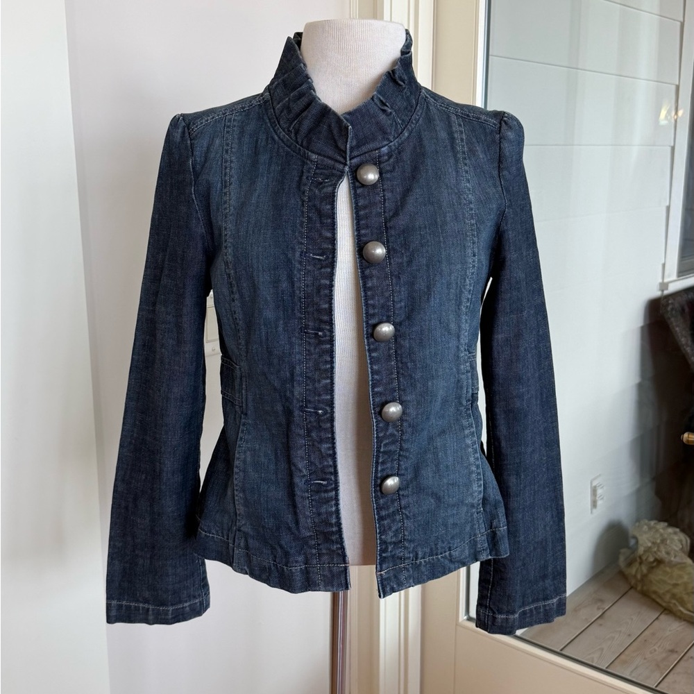 Fossil Dark Blue Jean Jacket with Silver Buttons